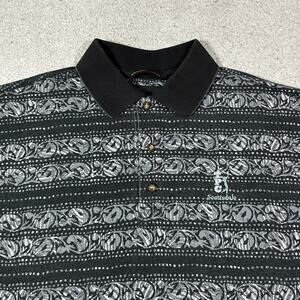 Greg Norman Polo Shirt Mens M Gray All Over Print TPC Scottsdale Golf Club Logo